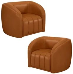 Kit 2 Poltronas Decorativa para Sala 112cm Meris Z32 Sintético Caramel