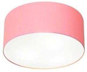 Plafon Cilíndrico Md-3010 Cúpula em Tecido 30x12cm Rosa Bebê - Bivolt