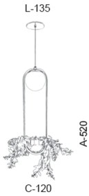 Pendente C/ Globo C/ Cachepô 12X15X52Cm Metal E Vidro 1 X G9 Globo Ø12... (DOURADO BRILHO, FOSCO)