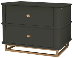 Mesa de Cabeceira Contemporânea Curve - Kansas c/ Detalhes Dourado Soleil