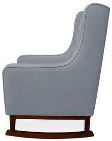 Kit Poltrona Amamentação Balanço Maju com Puff Flor Veludo - Cinza