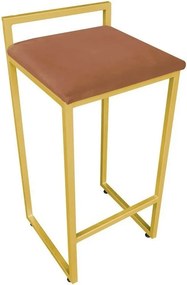 Conjunto 02 Banquetas Pietra Suede Base Dourado D03 - D'Rossi - Terra