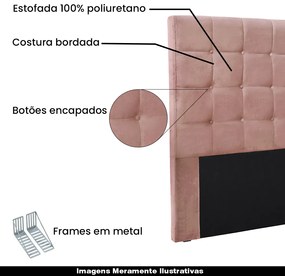 Cabeceira Decorativa Casal 1,40M Tropea Veludo Rosa G63 - Gran Belo