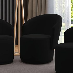 Poltrona Decorativa Orgânica Fixa para Sala Malu Suede M11 - D'Rossi - Preto