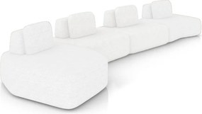 Sofá 4 Lugares Orgânico com Chaise e 3 Módulos Berlim Bouclê Off K01 - D'Rossi - Off White