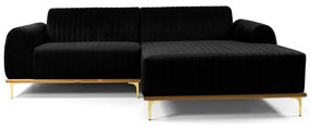 Sofá 3 Lugares Lisboa D07 com Chaise Direita 230cm Veludo Preto - D'Rossi