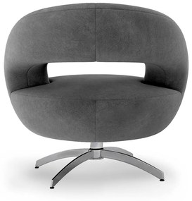 Poltrona Decorativa Base Giratória Topázio Veludo Cinza Escuro - Sheep Estofados - Cinza