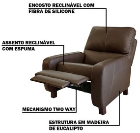 Poltrona do Papai Reclinável Manual Viena Two Way Couro Marrom G40 - Gran Belo