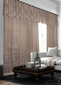 Cortina com Bandô Renda Marrom 350x220 cm