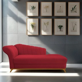 Recamier Vanessa 185cm Lado Direito Suede Vermelho - ADJ Decor