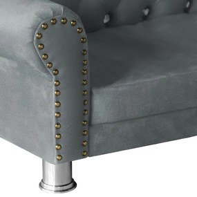 Mini Divã Sofá Realeza Cama Pet para Cães ou Gatos Elegante Suede Cinza Grafite