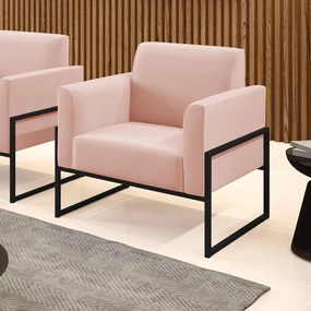 Poltrona Base Industrial Alta Preto Marisa Veludo - Rose