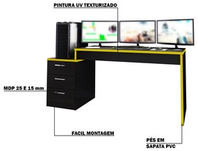 Mesa Gamer PlayerXtreme PRO Preto Texturizado/Amarelo G47 - Gran Belo