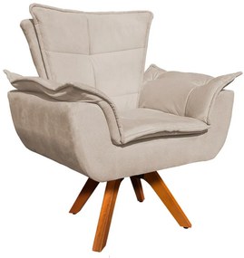 Poltrona Sala de Estar Giratória MM30 Opala Suede Bege