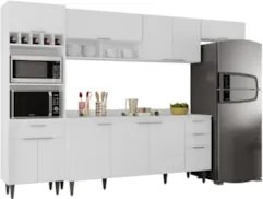 Armário de Cozinha Com Tampo CP04 310cm Pérola Branco Z34     - Mpozen