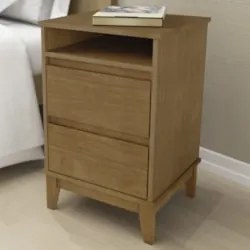Mesa Cabeceira 43cm Para Quarto 2 Gavetas Solvi Freijó F07  - Mpozenat