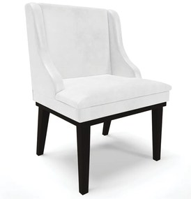 Poltrona Decorativa Base Fixa de Madeira Firenze PU Branco Brilho/Preto G19 - Gran Belo