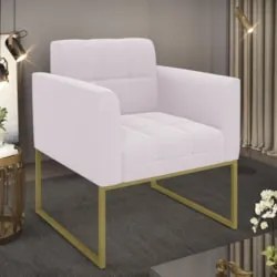 Poltrona Para Sala Base Industrial Dourado Ana Bouclé Rosê - Ibiza
