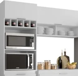 Armário de Cozinha Com Tampo CP04 230cm Pérola Branco Z34     - Mpozen