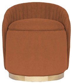 Puff Contemporâneo Max Drapeado - Mel Pinus - Tecido Veludo Terracota Kleiner