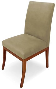 Conjunto 4 Cadeiras Raquel para Sala de Jantar Base de Eucalipto Suede Nude