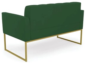 Sofá Namoradeira Elisa Veludo Base Metálica Industrial Dourado - D'Rossi - Verde