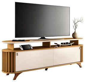 Rack para Sala Bancada de TV 70 Pol 181,5cm Riley Cinamomo/Off White H01 - D'Rossi