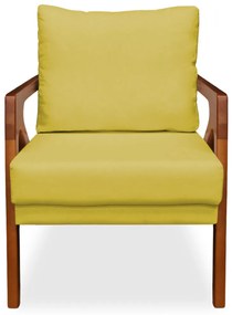 Poltrona Decorativa Amber Base De Madeira Veludo Amarelo