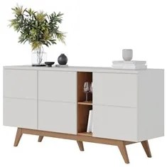 Buffet Cristaleira e Aparador Rebeca com Espelho Adnet 67cm C05 Off Wh