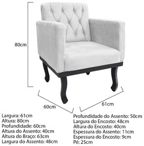 Poltrona Classic Pés Luís XV Suede Branco - ADJ Decor