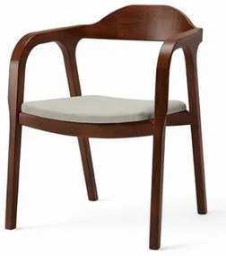 Cadeira Bugre Castanho Assento Tec Linho Bege Claro - 76896 Sun House