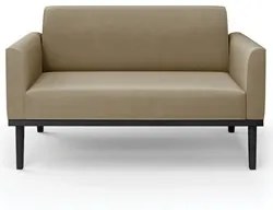 Sofá Namoradeira Base Madeira Preto Maressa Suede Marrom RT - Ibiza