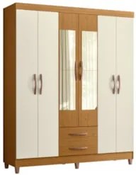 Guarda Roupa Solteiro 154cm com Espelho Dony A02 Off/Cinamomo - Mpozen