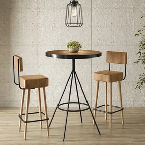 Mesa Bistrô Alta Dhalia e 2 Banquetas 70cm Barcelona PU S02 - D'Rossi - Caramelo
