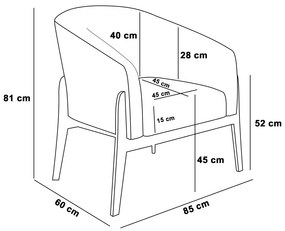 Poltrona Decorativa Base de Madeira Stella Sintético PU D03 - D'Rossi - Branco
