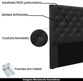 Cabeceira Decorativa Casal 1,40M Tàzio Veludo Preto G63 - Gran Belo