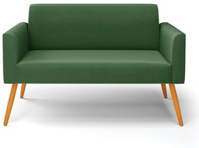 Sofá Namoradeira Pés Palito Castanho Marisa Suede D03 - D'Rossi - Verde