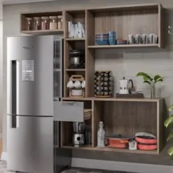 Armário de Cozinha Compacta Suspensa Vieira Z34 Freijó/Grafite - Mpoze