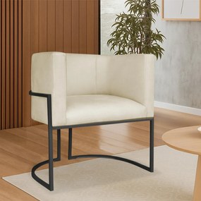 Poltrona Dália Luxo Moderna Estofada Design Sofisticado com Base de Ferro Preto Bouclé