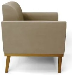Poltrona Base Madeira Castanho Kit 2 Maressa Suede Marrom RT - Ibiza