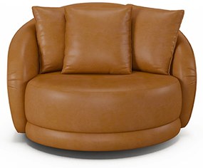 Poltrona Decorativa Base Giratória Galáxia com Almofadas PU Caramelo G45 - Gran Belo