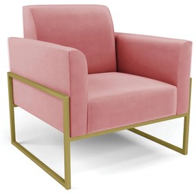 Sofá Namoradeira com Poltrona Base Industrial Alta Dourado Marisa Suede D03 - D'Rossi - Rose