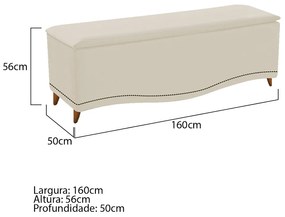 Calçadeira Estofada Yasmim 160 cm Queen Size Corano Bege - ADJ Decor