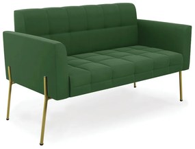 Sofá Namoradeira 2 Lugares Pé de Ferro Dourado Elisa Suede D03 - D'Rossi - Verde
