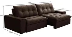 Sofá Retrátil Reclinável 3 Lugares 250cm Argon F05 Veludo Marrom - Mpo