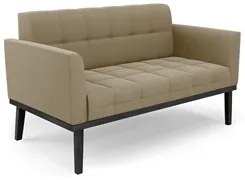 Sofá Namoradeira Base Madeira Preto Ana Suede Marrom RT - Ibiza