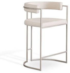 Banqueta Geanna Estofada Base Aço Carbono Pintura Metalizada