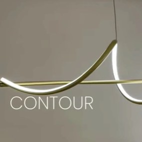 Pendente Contour 120X20X20Cm Led 30W 3000K Bivolt Dourado - Usina Impo...