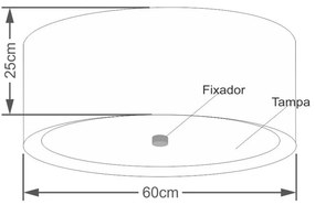 Plafon Cilíndrico Md-3008 Cúpula em Duplo Tecido 60x25cm Bege / Branco - Bivolt