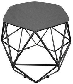 Puff Aramado Hexágono Decorativo Industrial Preto com Suede D03 - D'Rossi - Grafite